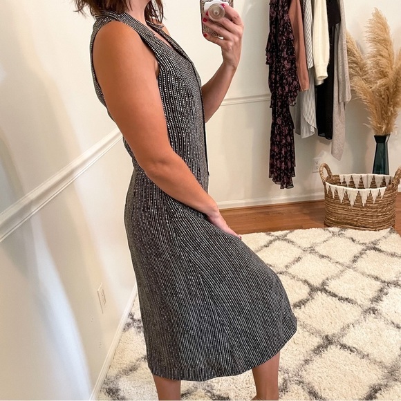 Yansi Fugel Vintage Minimalist Silk Print Midi Dress 6 - Picture 3 of 10